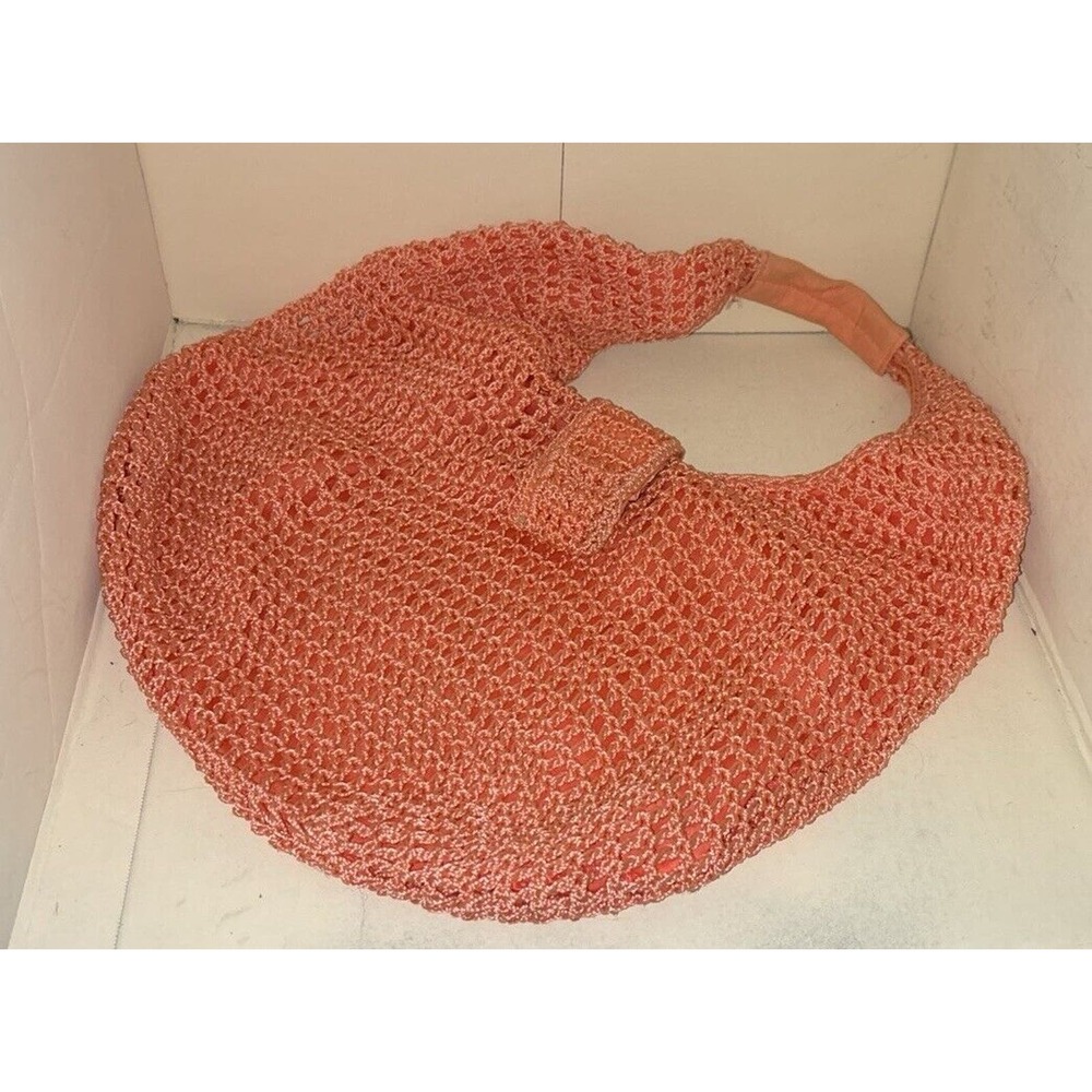 Peach Macramé BOHO Bag With Snap Flap Closure